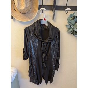 My Pretty Angel Black Animal Print Cowl Neck‎ Tie Front Cardigan Top L